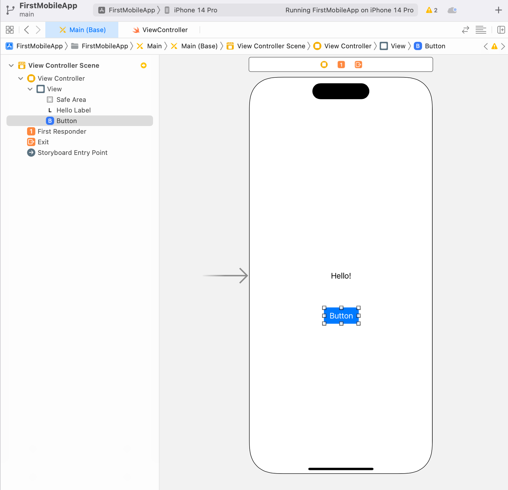 Filled Button on Storyboard