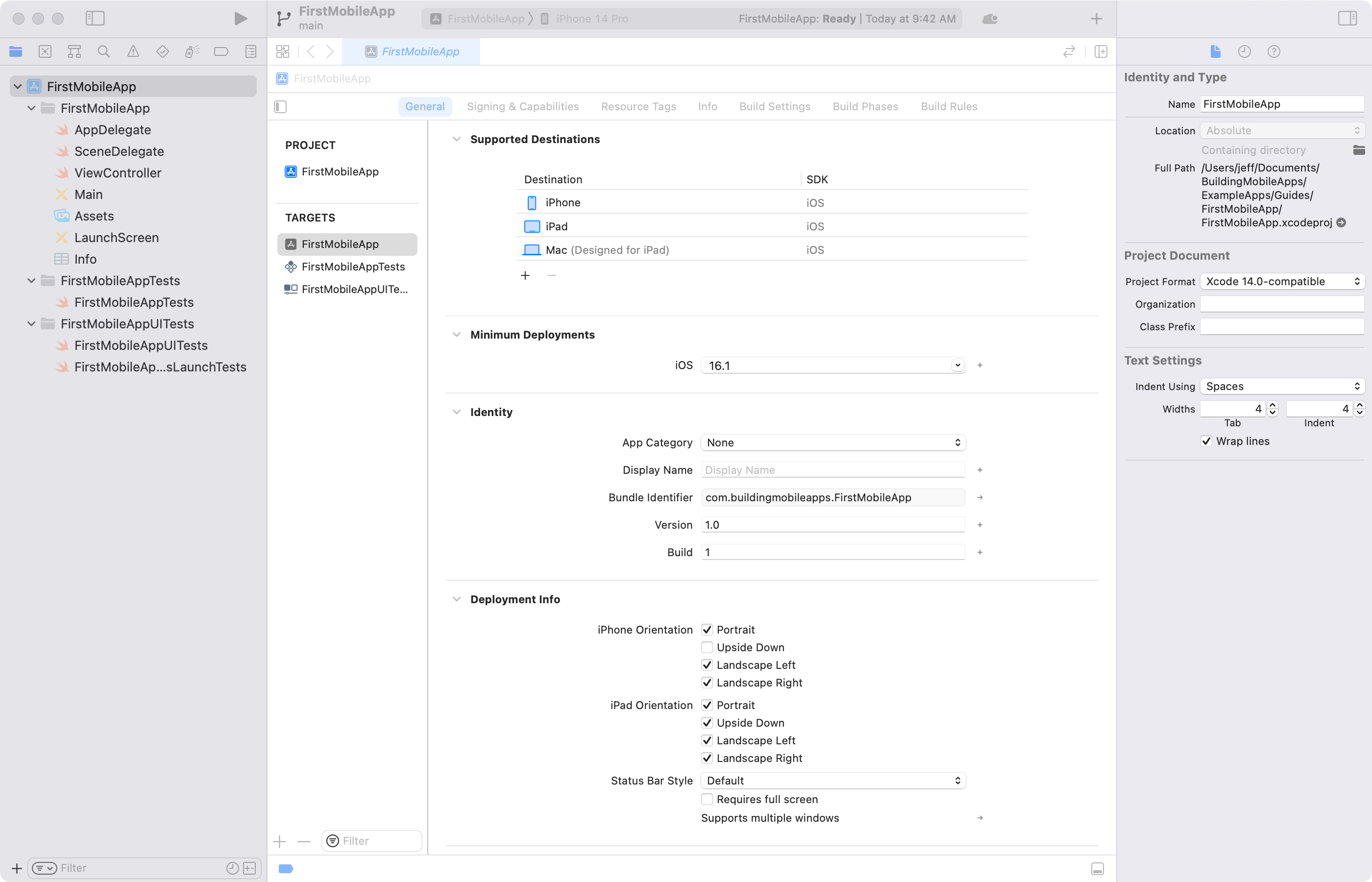 First Xcode project